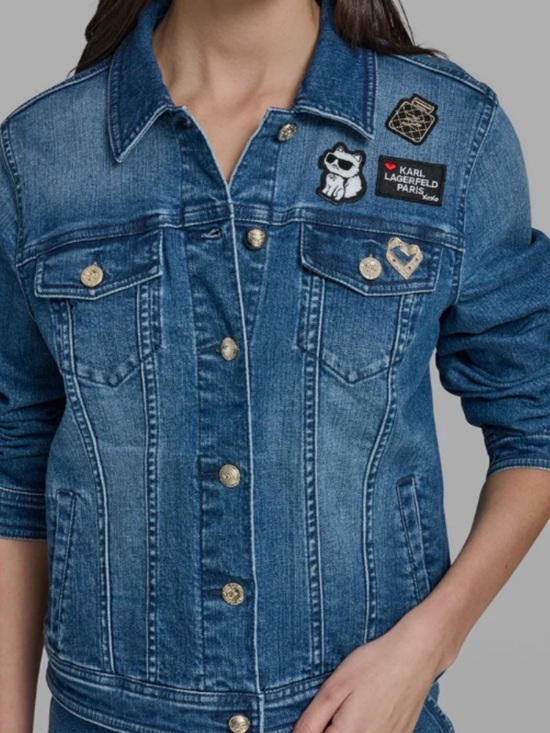 Karl Lagerfeld Jackets & Blazers - Karl Lagerfeld Blue Denim Jacket with Logo Patches- SZ SMALL - NWOT